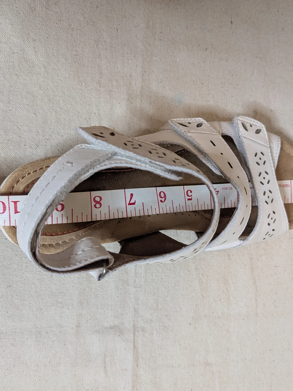 Cobb Hill White Laser-Cut Leather Sandals